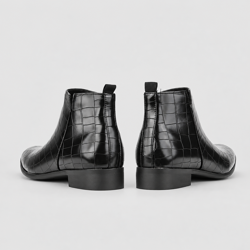 Bram | Men’s Crocodile-Texture Chelsea Ankle Boots — product detail 8