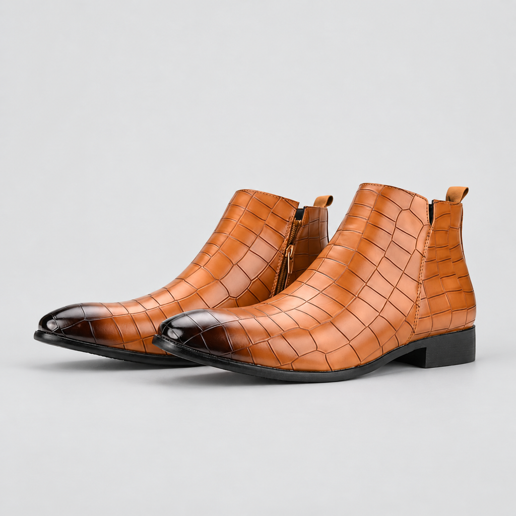 Bram | Men’s Crocodile-Texture Chelsea Ankle Boots — product detail 9