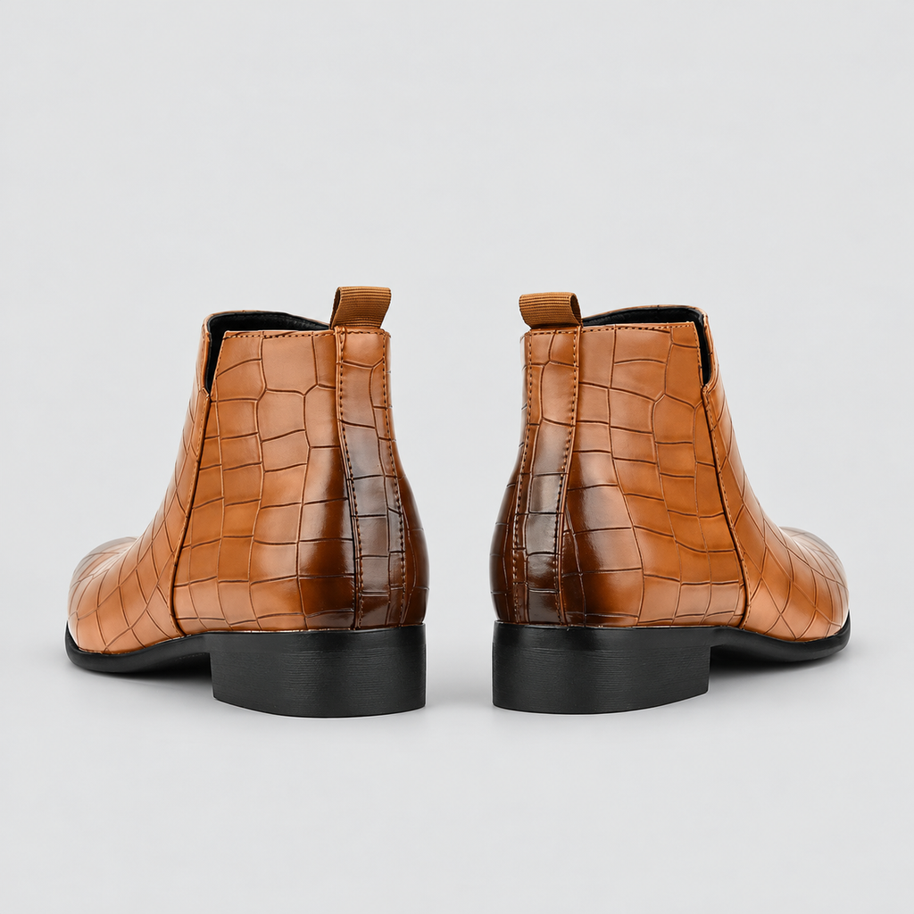 Bram | Men’s Crocodile-Texture Chelsea Ankle Boots — product detail 10