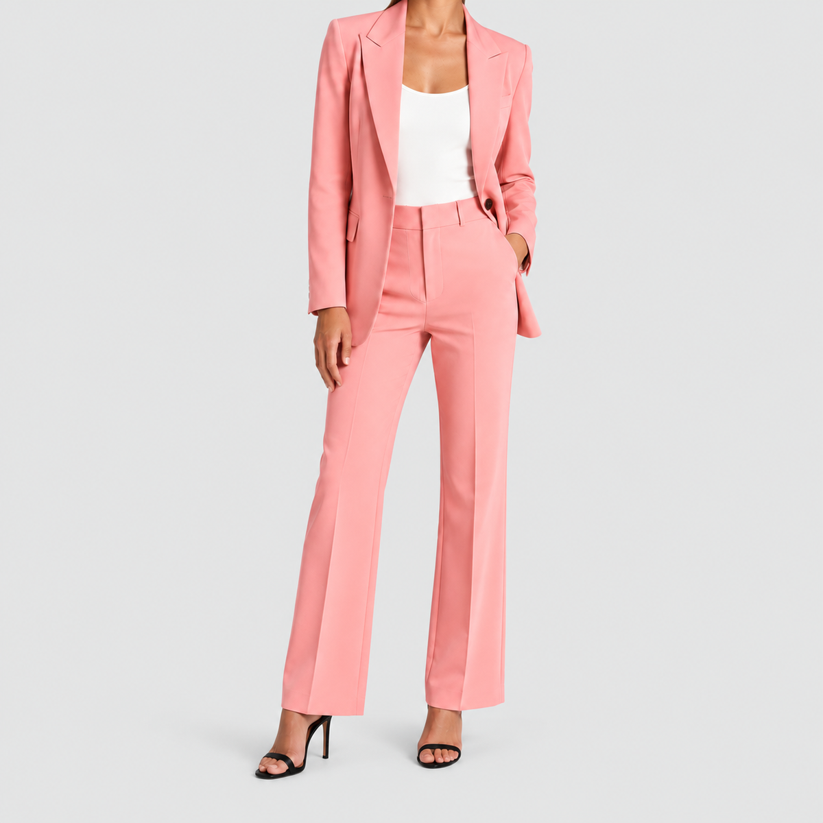 Brendella | Women’s Peak-Lapel Blazer and Straight-Leg Pants Set — Pink