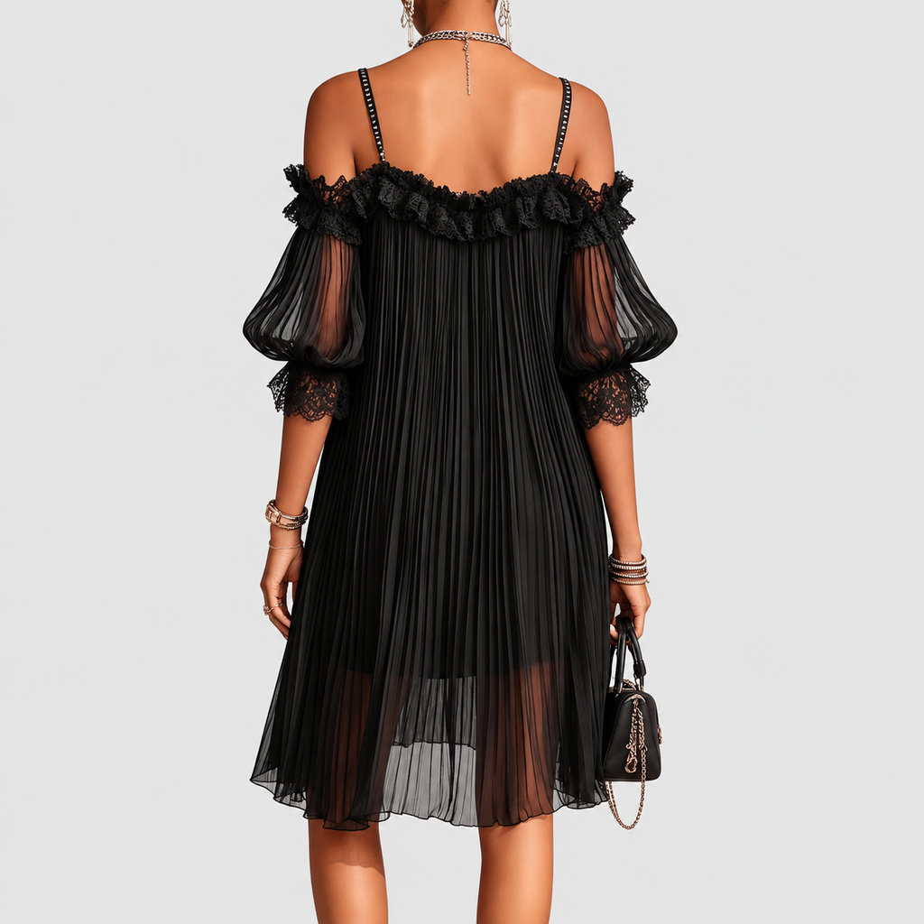 Briallen | Women’s Off-Shoulder Lace-Trim Mini Dress — product detail 3