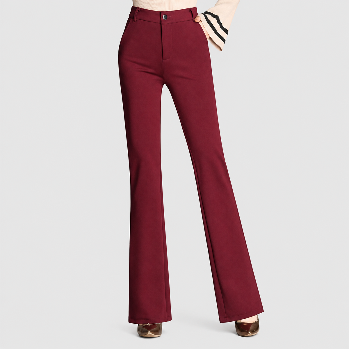 Brianna-Claire | Women’s High-Waisted Tailored Pants — Red