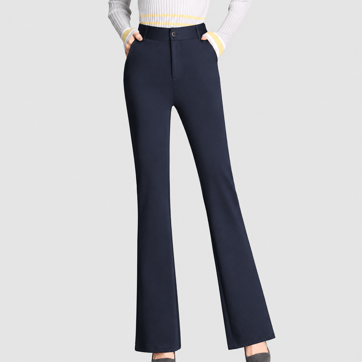 Brianna-Claire | Women’s High-Waisted Tailored Pants — Navy