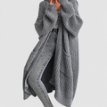 Brianna | Women’s Relaxed Longline Knit Cardigan — Grey