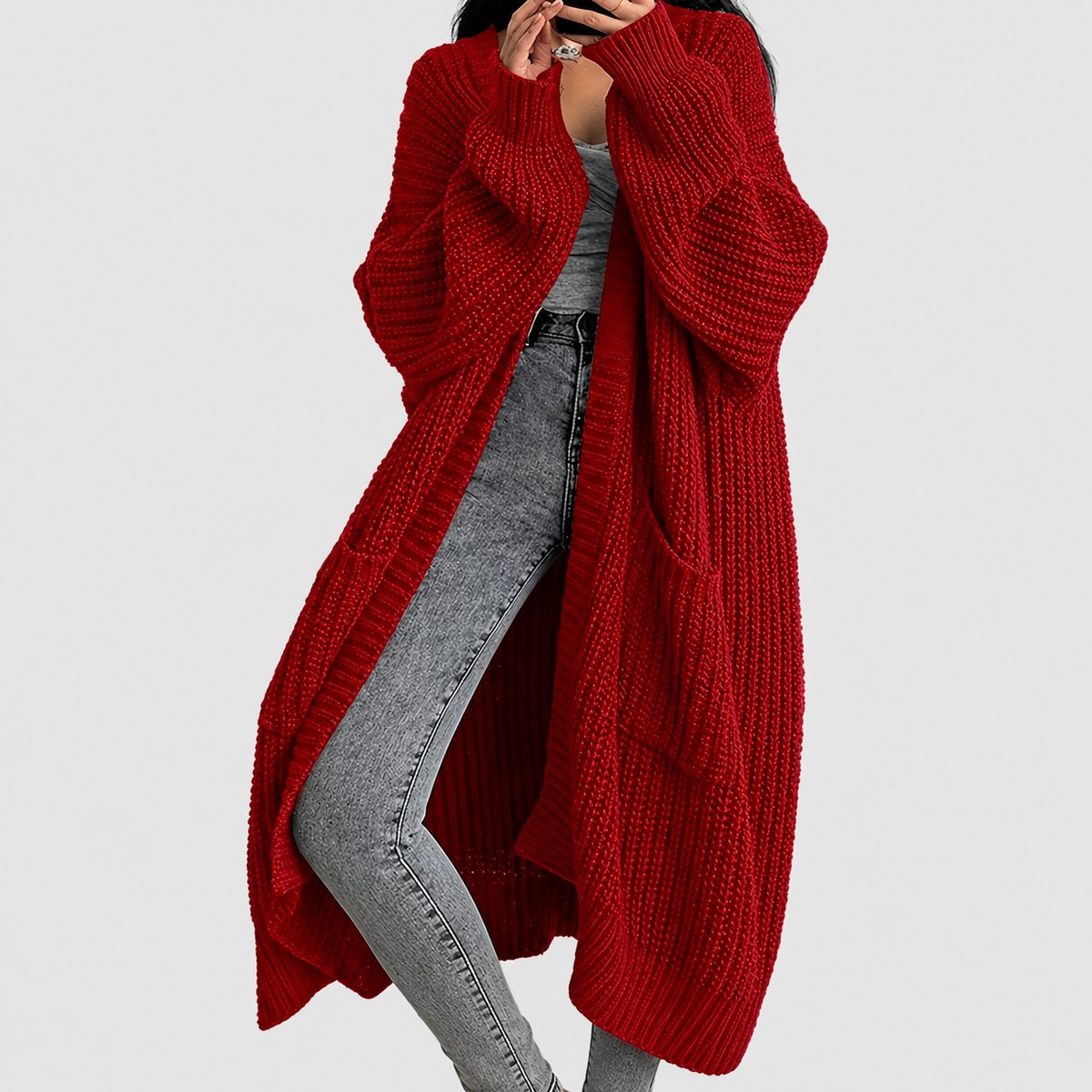 Brianna | Women’s Relaxed Longline Knit Cardigan — product detail 5