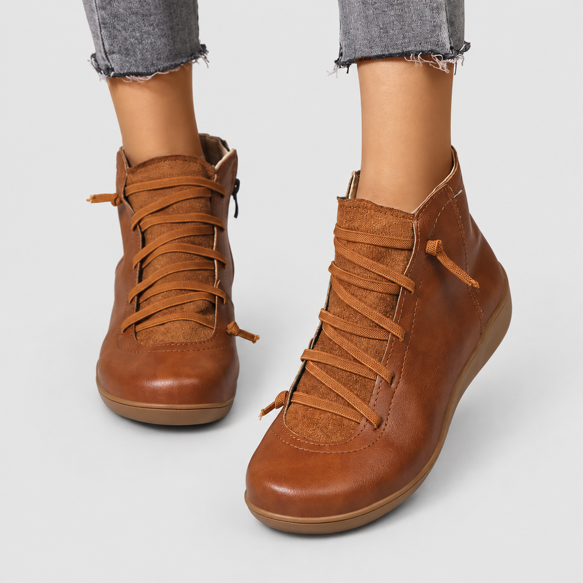 Briella | Women’s Casual Lace-Up Ankle Boots — Brown