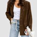Brielle-Rose | Women’s Suede-Look Button-Front Jacket — product detail 1