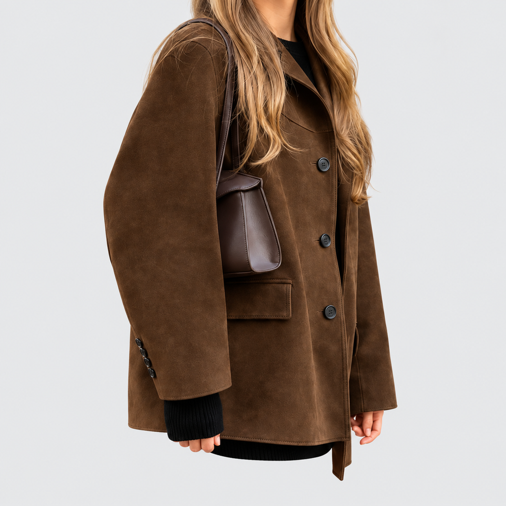 Brielle-Rose | Women’s Suede-Look Button-Front Jacket — product detail 4