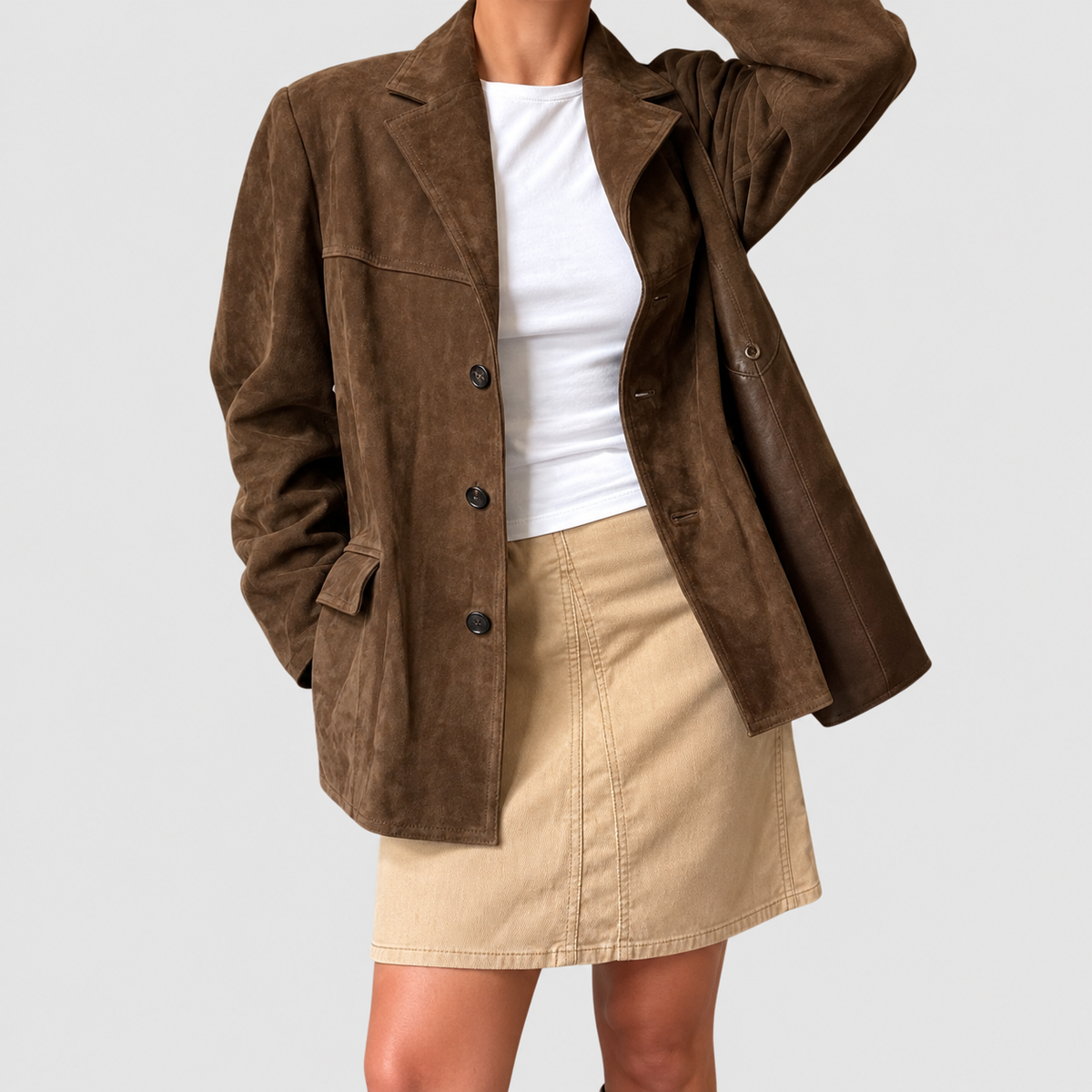 Brielle-Rose | Women’s Suede-Look Button-Front Jacket — product detail 5