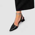 Bryony | Women’s Pointed-Toe Slingback Block Heels — Black