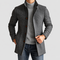 Callan | Men’s Herringbone Single-Breasted Mid-Length Coat — Grey