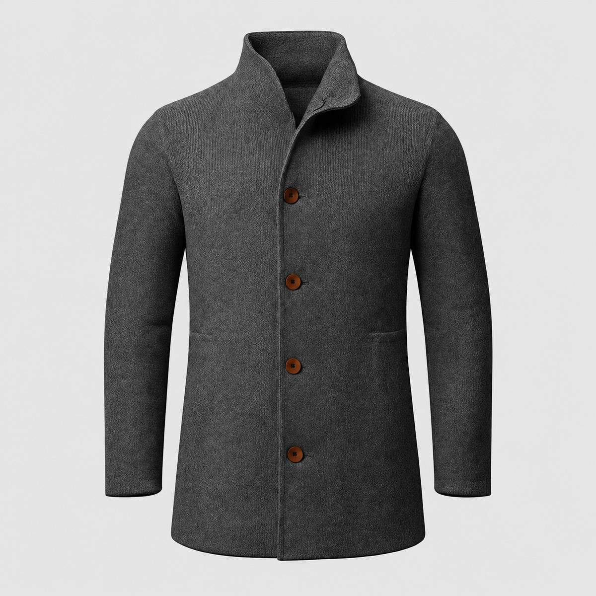 Callan | Men’s Herringbone Single-Breasted Mid-Length Coat — product detail 3