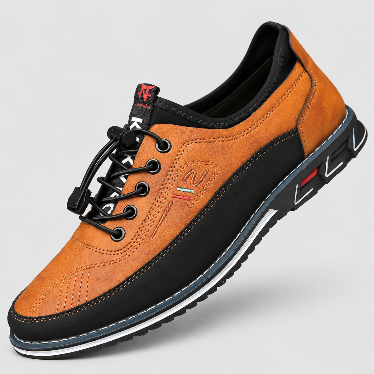 Callum | Men’s Lace-Up Shoes with Stitched Detail — Brown