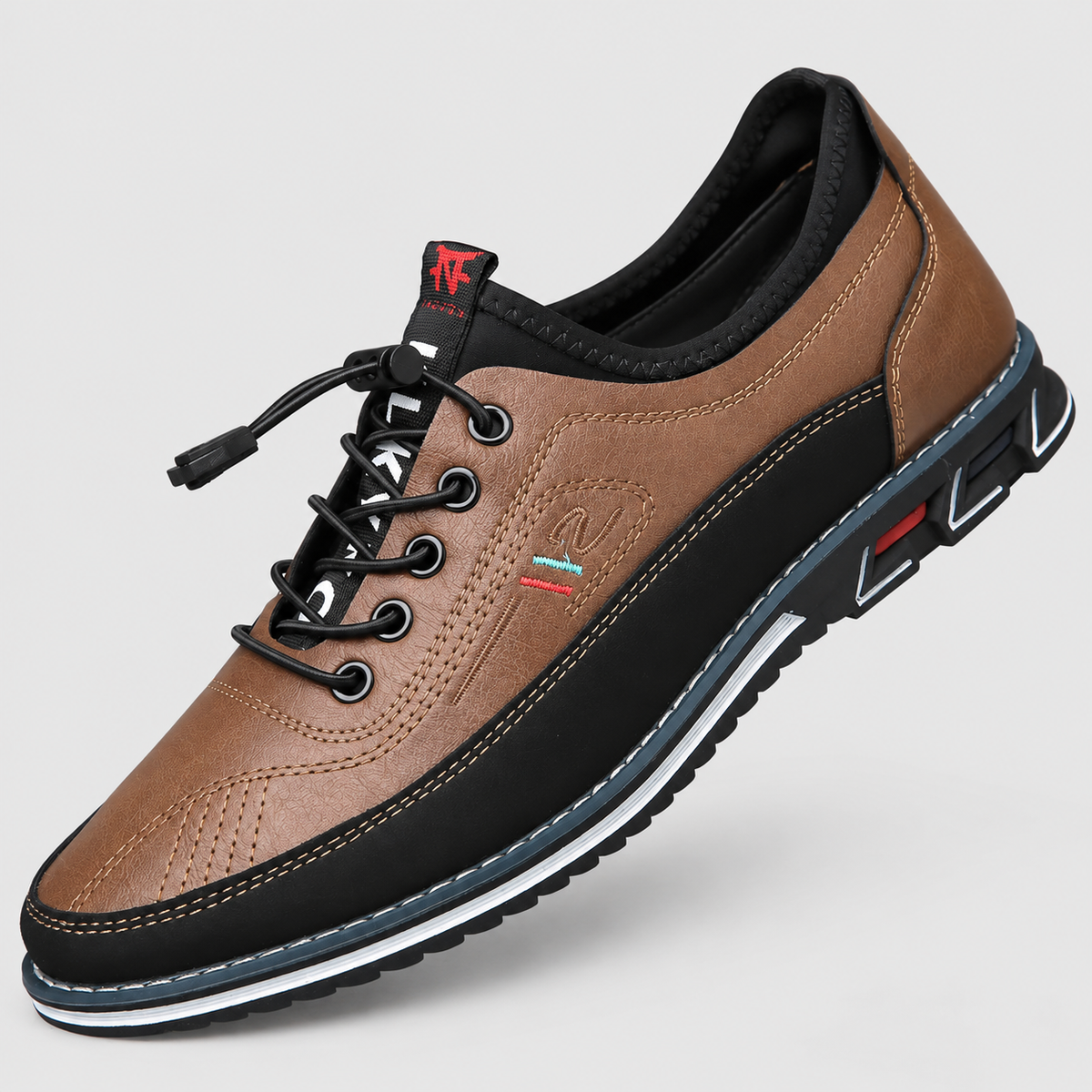 Callum | Men’s Lace-Up Shoes with Stitched Detail — Dark Brown