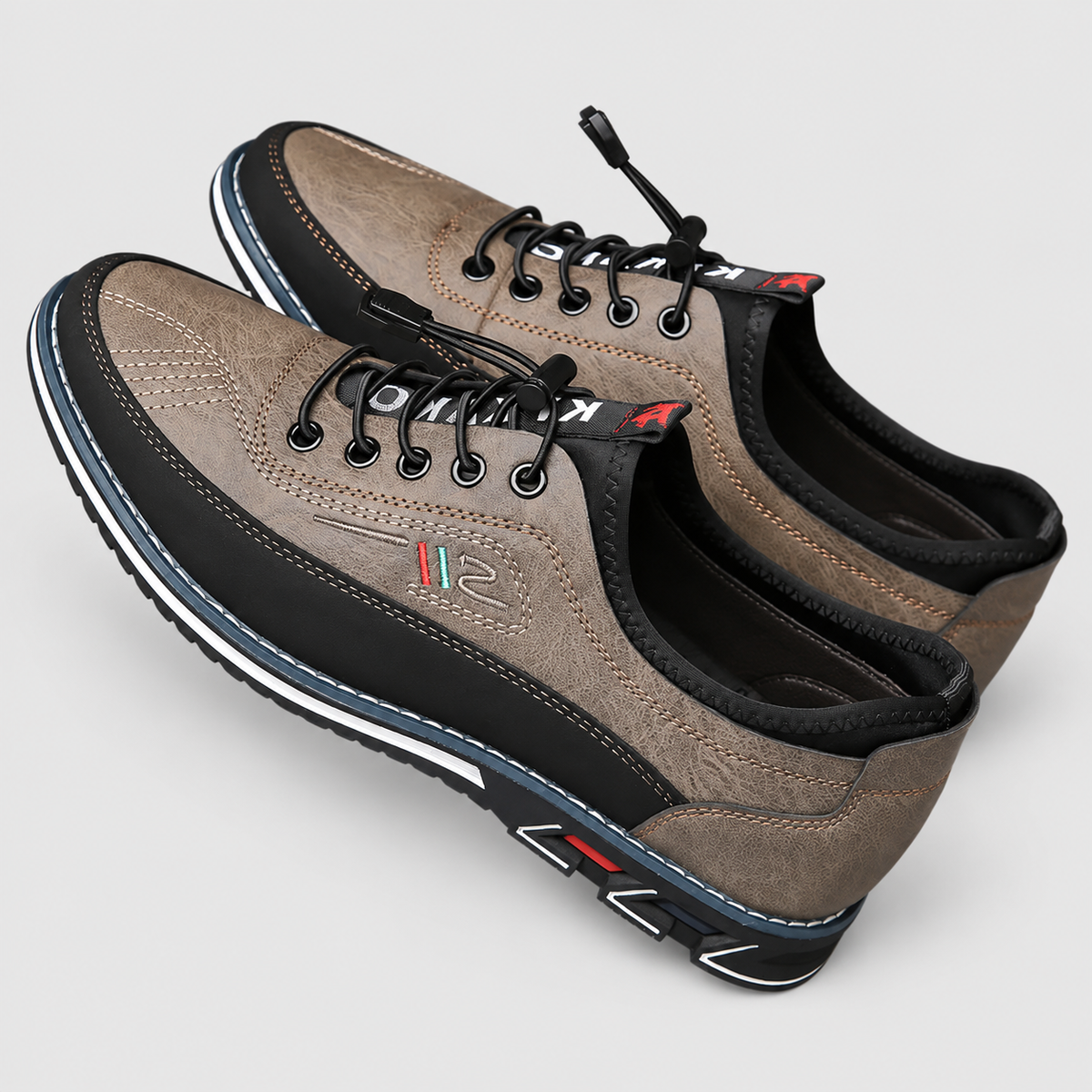 Callum | Men’s Lace-Up Shoes with Stitched Detail — Khaki