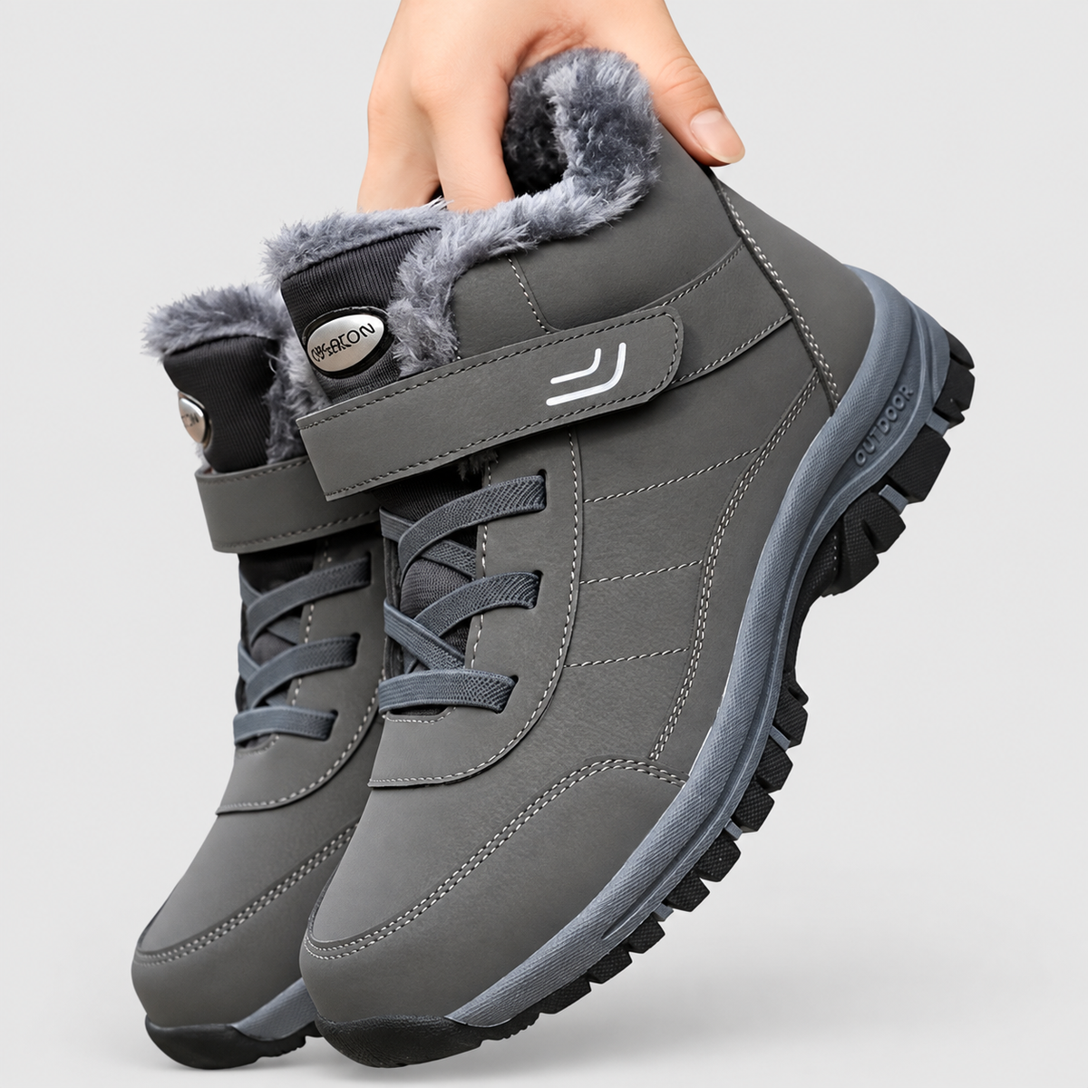 Carwyn | Women’s and Men’s Fleece-Lined Winter Ankle Boots — Grey
