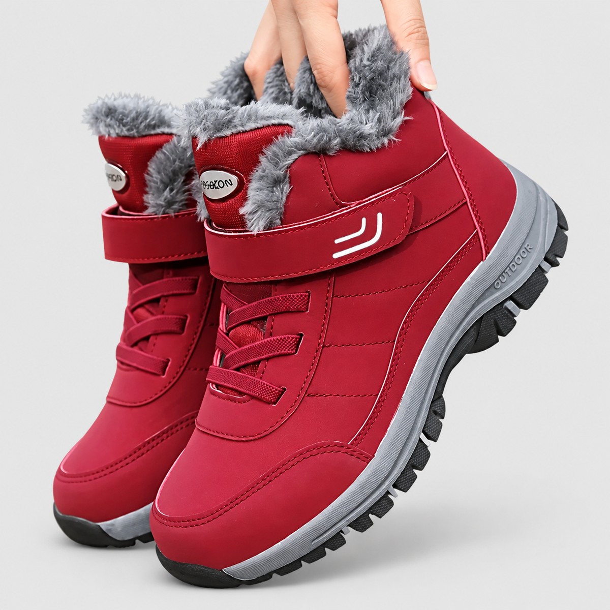 Carwyn | Women’s and Men’s Fleece-Lined Winter Ankle Boots — Red