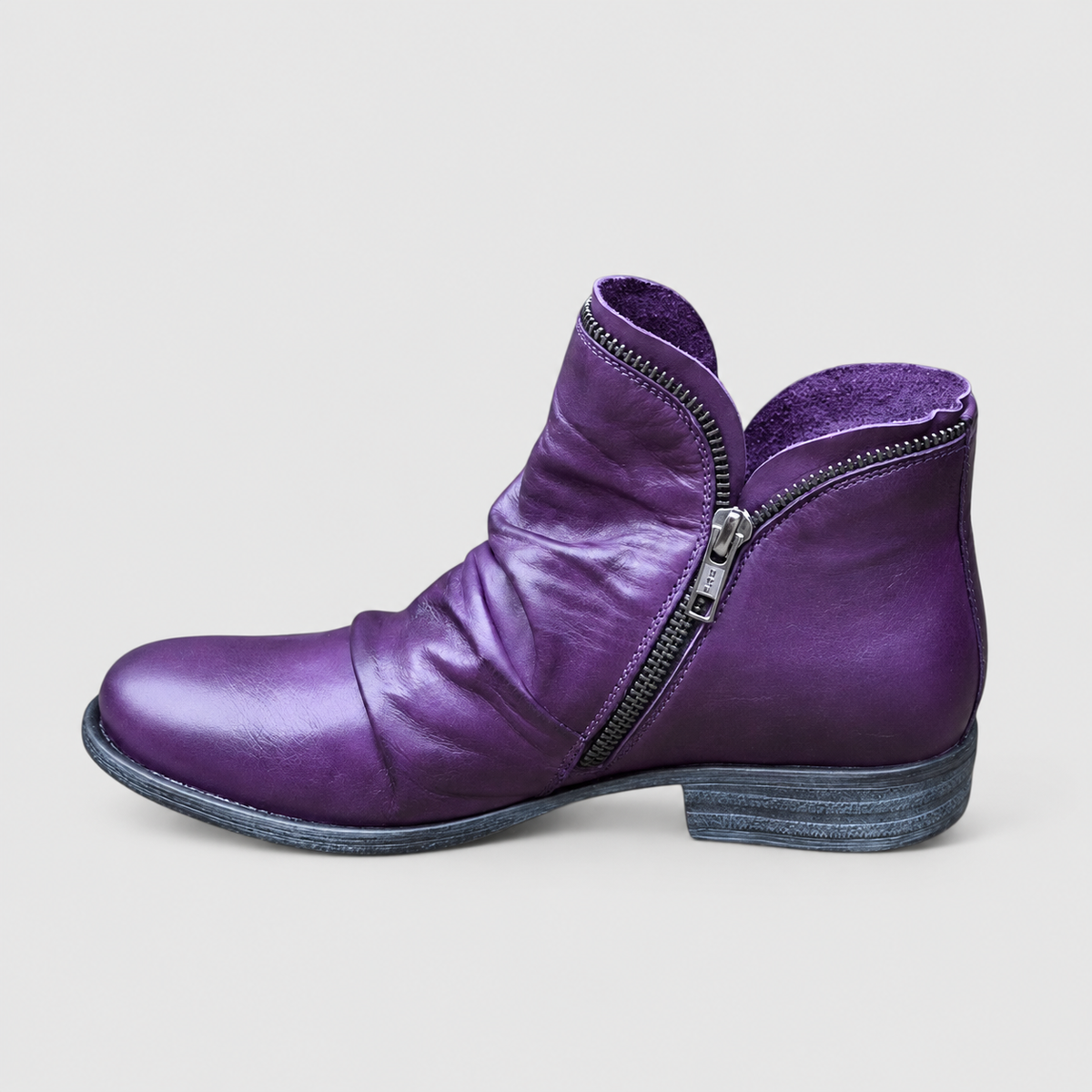 Cecile | Women’s Zip-Up Ankle Boots for Fall — Purple