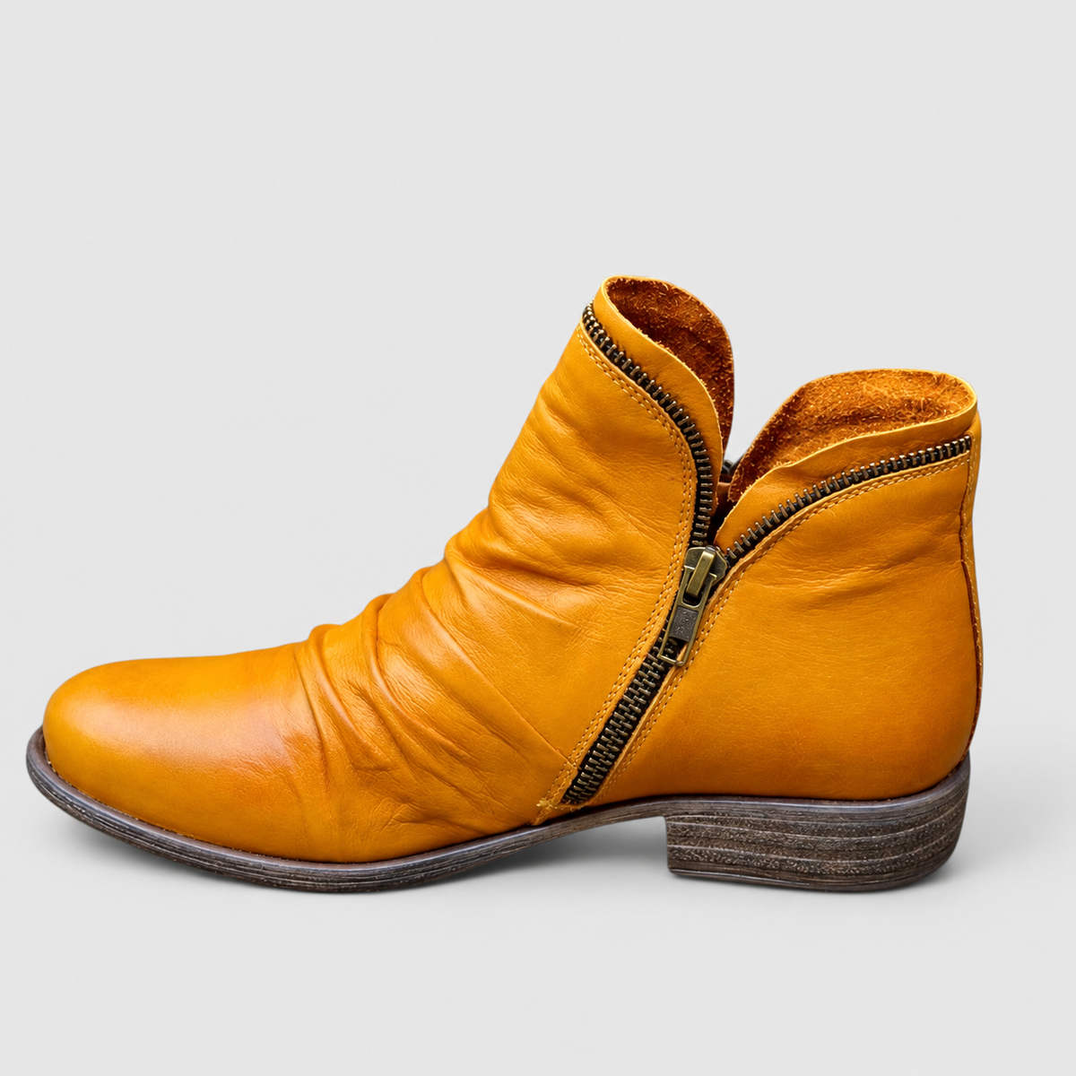 Cecile | Women’s Zip-Up Ankle Boots for Fall — Yellow