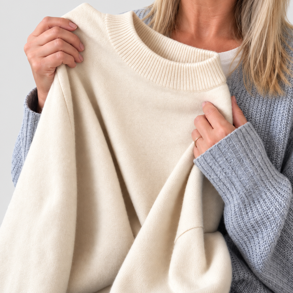Cecily | Women’s Mock-Neck Sweater with Ribbed Trim — product detail 2
