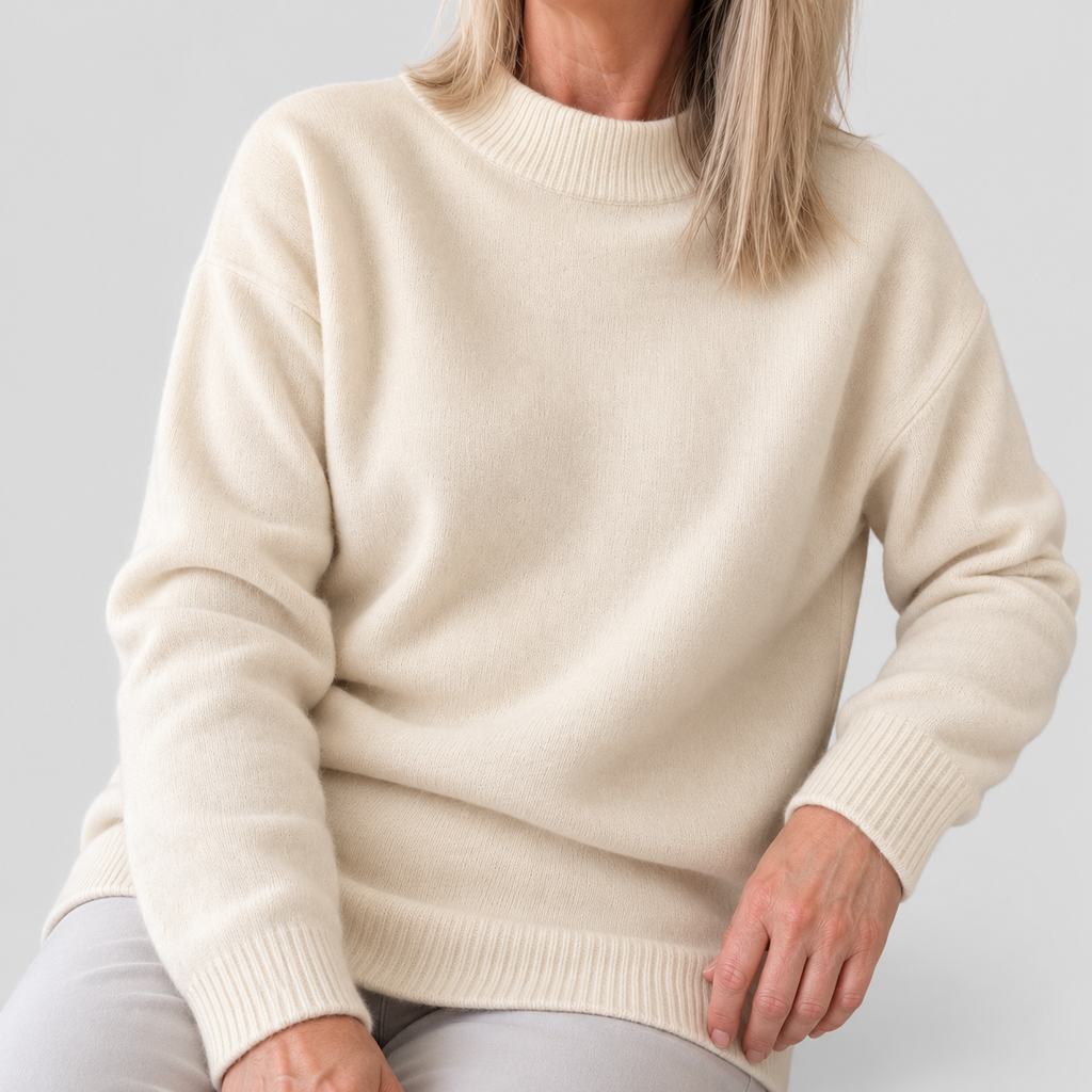 Cecily | Women’s Mock-Neck Sweater with Ribbed Trim — product detail 3
