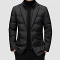 Cedric-James | Men’s Lapel-Collar Padded Jacket — Black