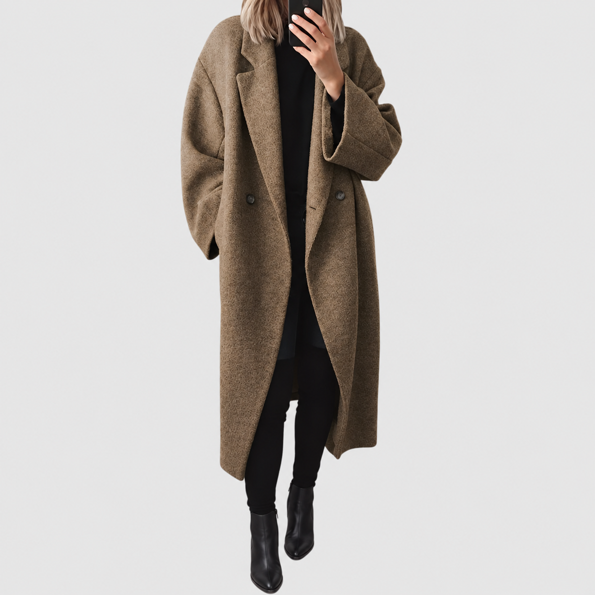 Celandine-Mae | Women’s Oversized Longline Coat — Brown
