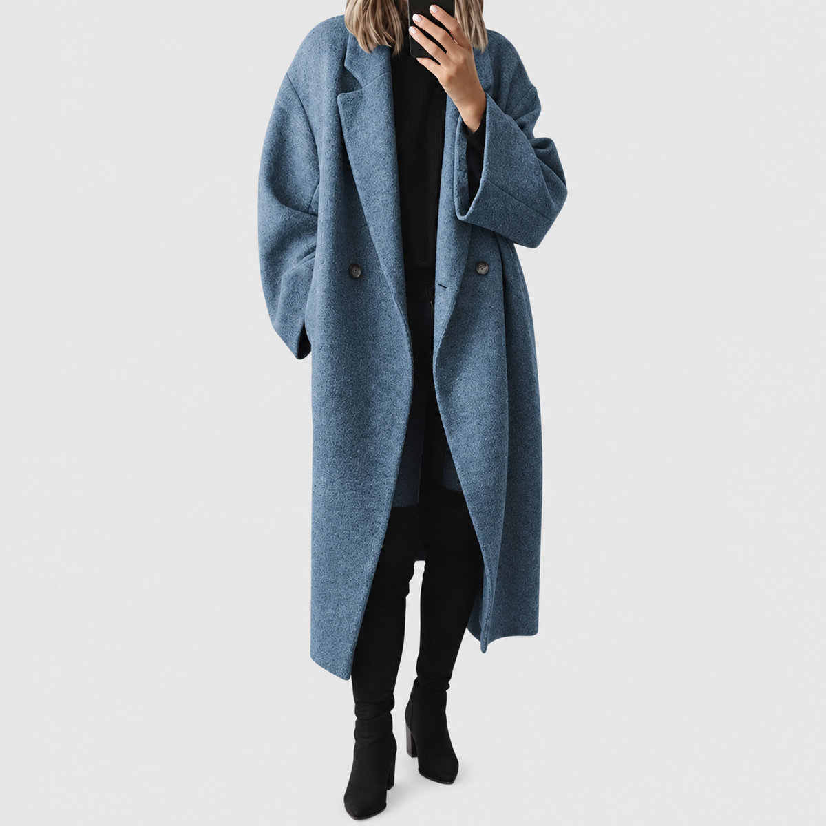 Celandine-Mae | Women’s Oversized Longline Coat — Blue