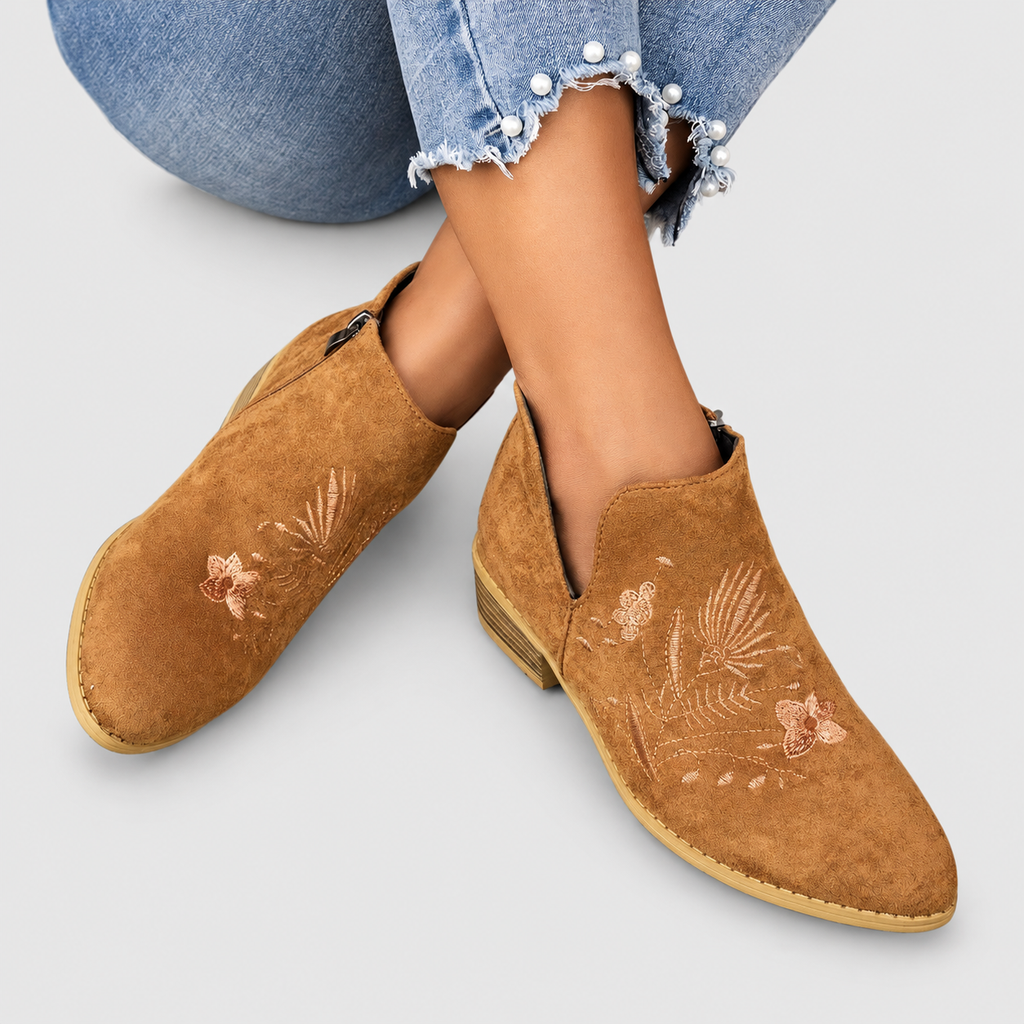 Celandine | Women’s Embroidered Low-Heel Ankle Boots — product detail 15