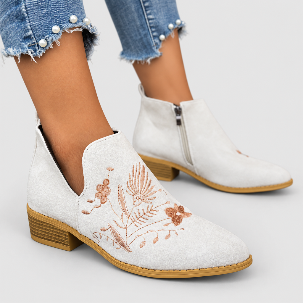 Celandine | Women’s Embroidered Low-Heel Ankle Boots — product detail 16