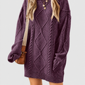 Celeste | Women’s Cable-Knit Sweater Dress — Purple