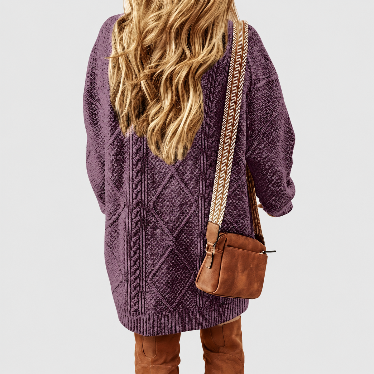 Celeste | Women’s Cable-Knit Sweater Dress — product detail 3