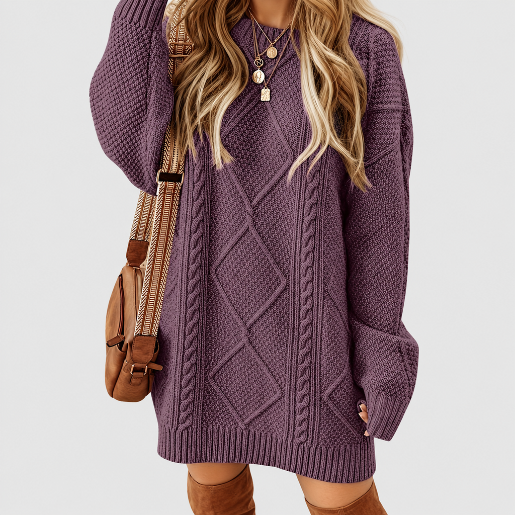 Celeste | Women’s Cable-Knit Sweater Dress — product detail 4