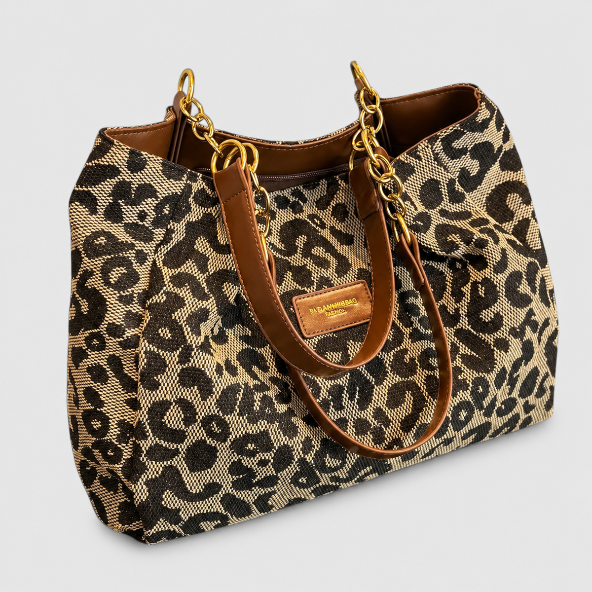 Celestina-Claire | Women’s Leopard-Print Canvas-Style Tote Bag — product detail 1