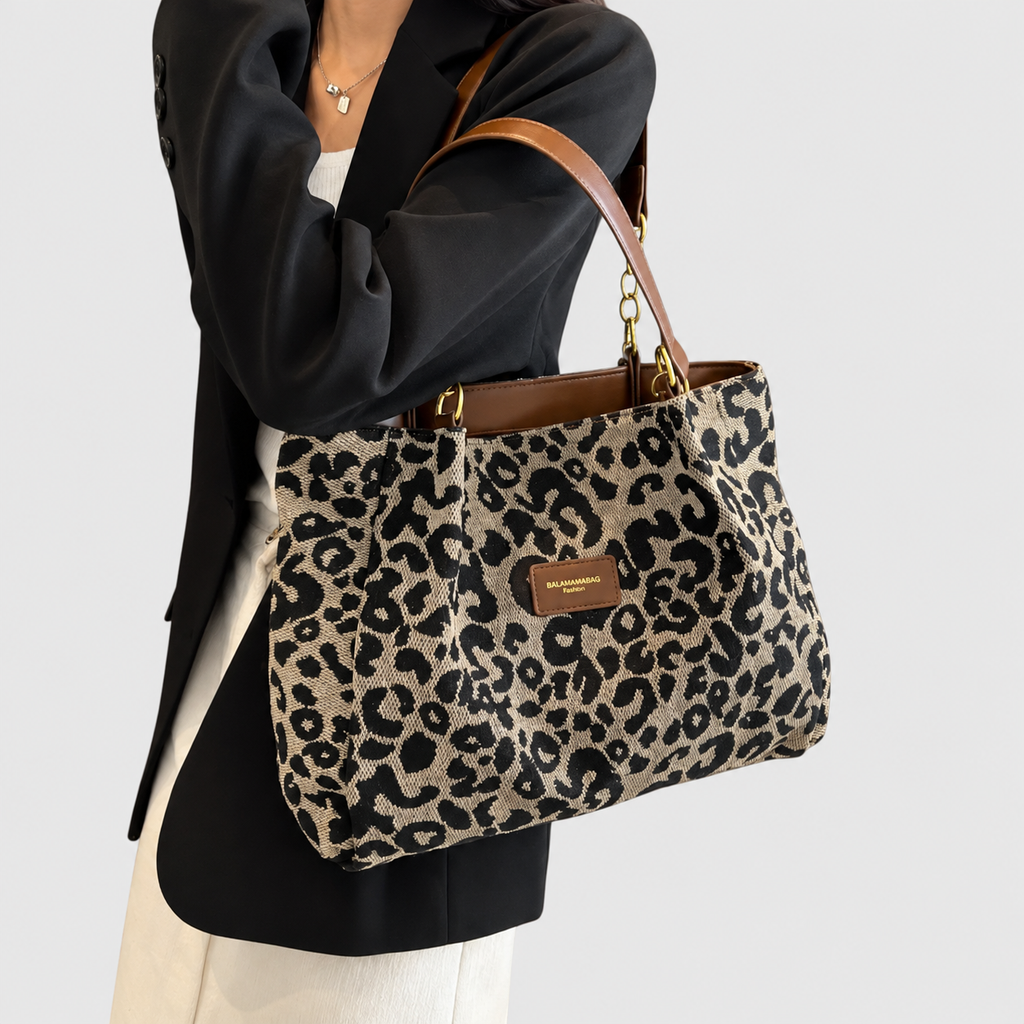 Celestina-Claire | Women’s Leopard-Print Canvas-Style Tote Bag — product detail 2