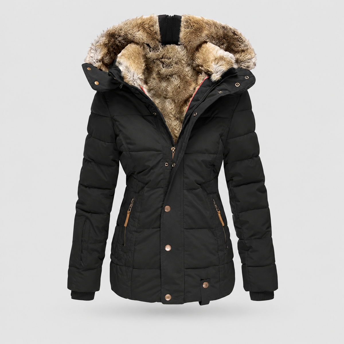Celestina | Women’s Hooded Lined Puffer Jacket — Black