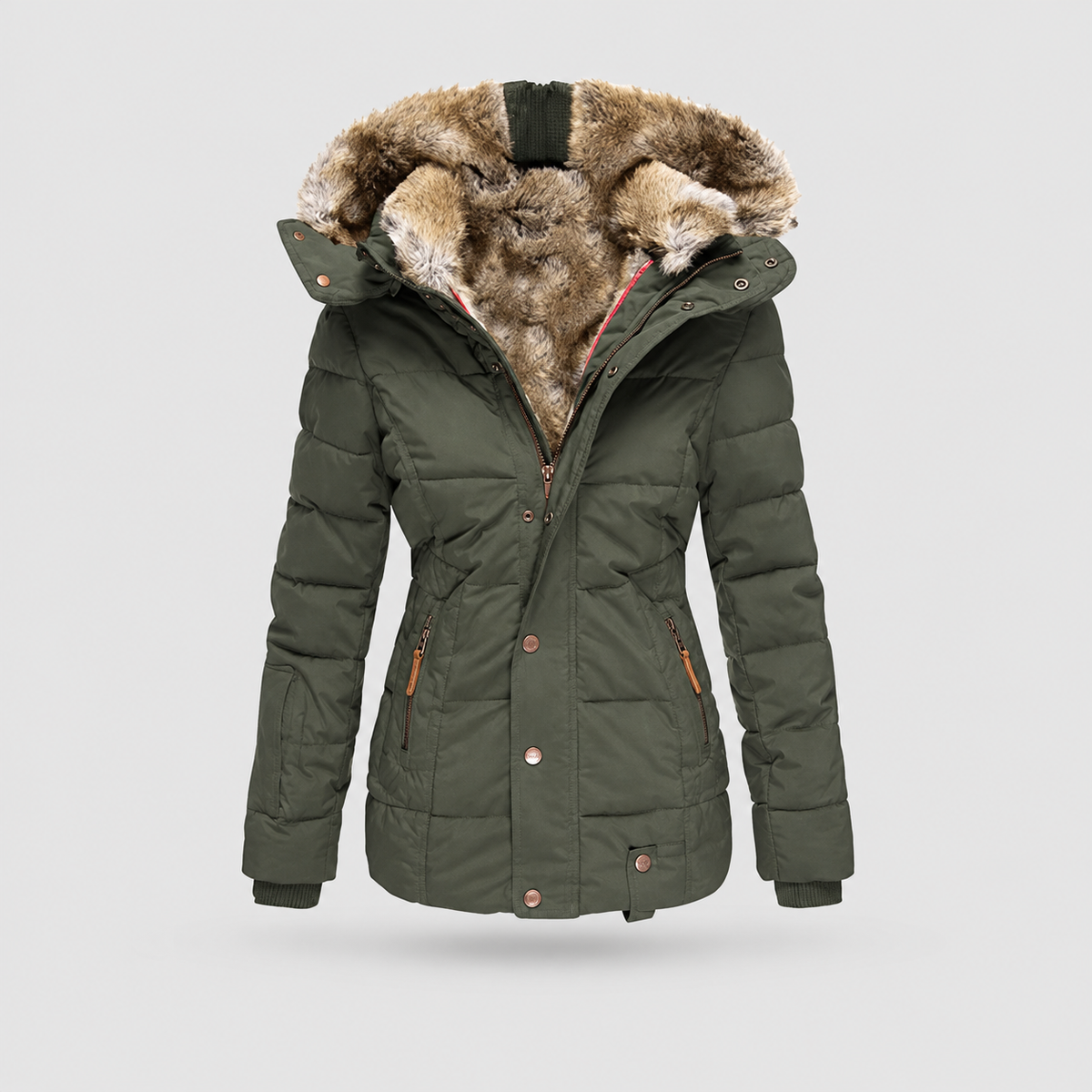 Celestina | Women’s Hooded Lined Puffer Jacket — Green