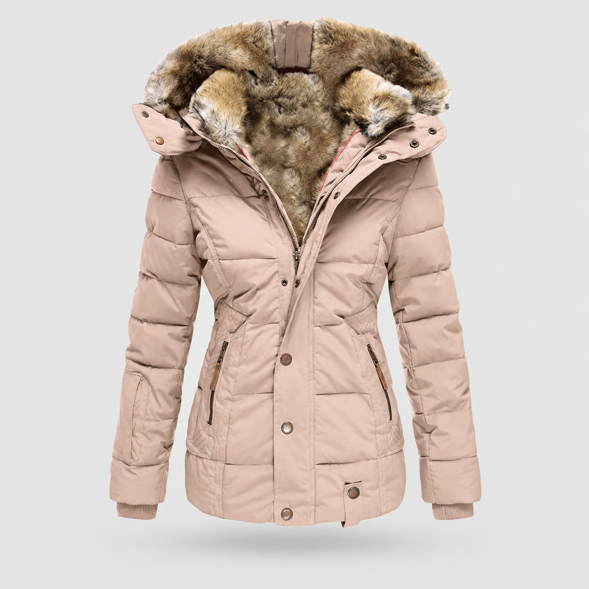 Celestina | Women’s Hooded Lined Puffer Jacket — Pink