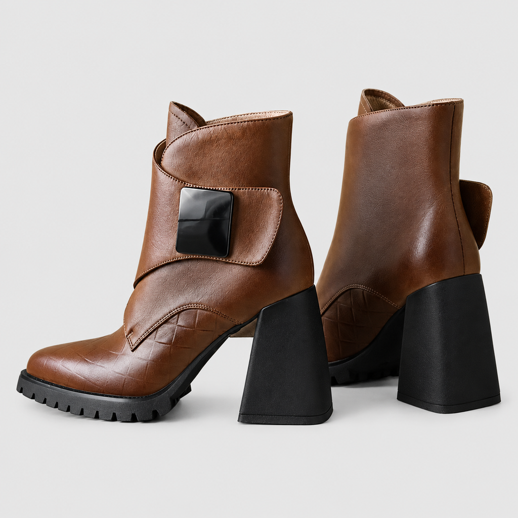 Cerise | Women’s Buckle-Strap Leather Boots — product detail 8