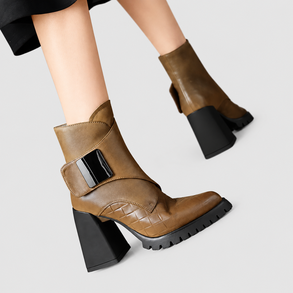 Cerise | Women’s Buckle-Strap Leather Boots — product detail 10