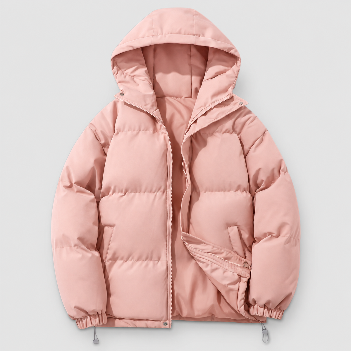 Christabel | Women’s Lightweight Hooded Zip-Front Puffer Jacket — Pink