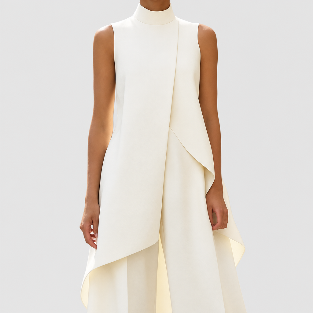 Clarimond | Women’s Asymmetric Mock-Neck Top and Wide-Leg Pants Set — product detail 2