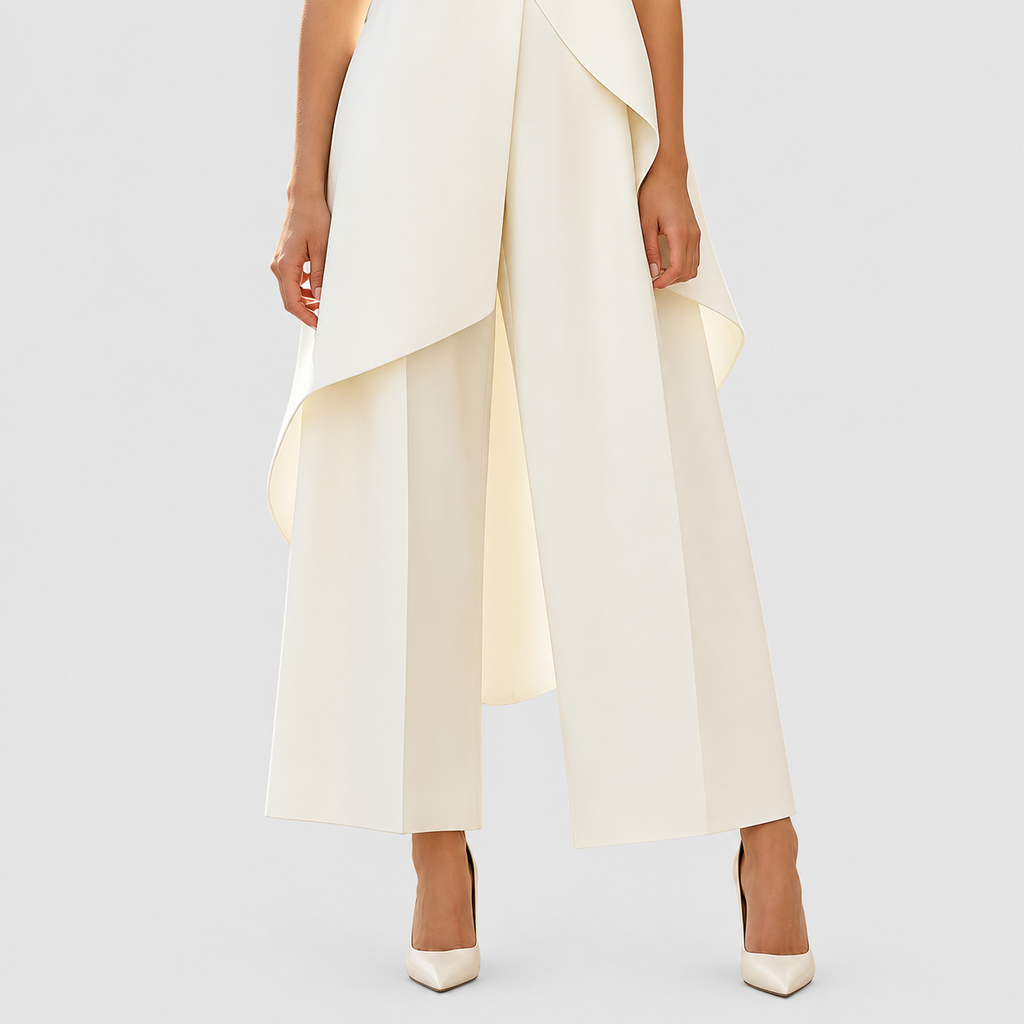 Clarimond | Women’s Asymmetric Mock-Neck Top and Wide-Leg Pants Set — product detail 3