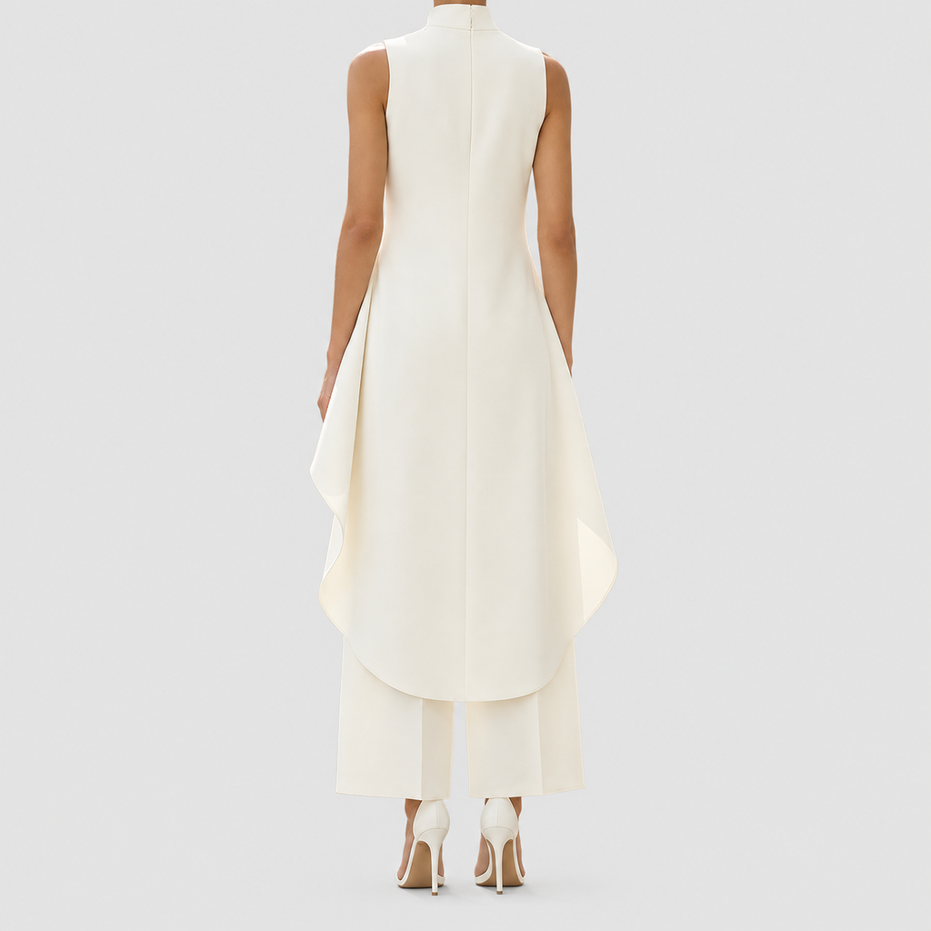 Clarimond | Women’s Asymmetric Mock-Neck Top and Wide-Leg Pants Set — product detail 4