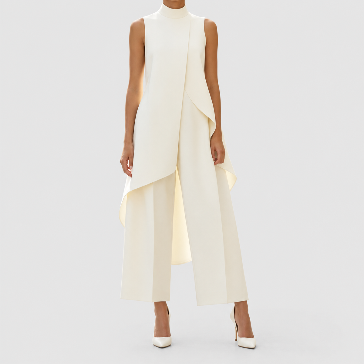 Clarimond | Women’s Asymmetric Mock-Neck Top and Wide-Leg Pants Set — product detail 10