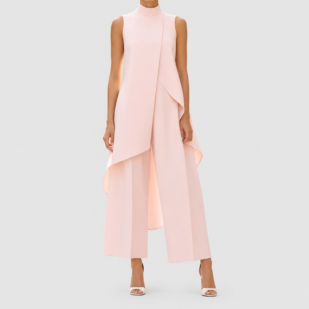 Clarimond | Women’s Asymmetric Mock-Neck Top and Wide-Leg Pants Set — product detail 11