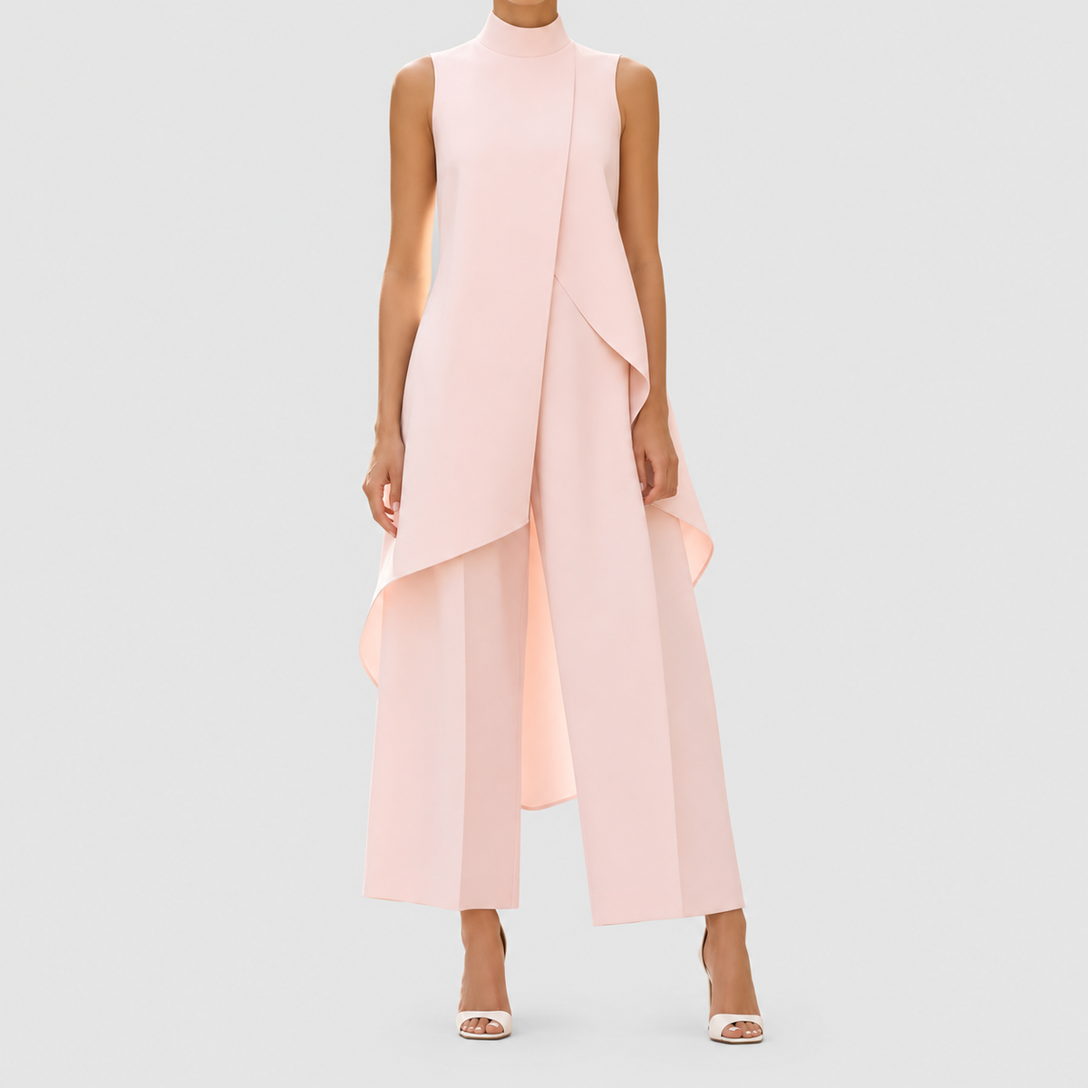 Clarimond | Women’s Asymmetric Mock-Neck Top and Wide-Leg Pants Set — product detail 11