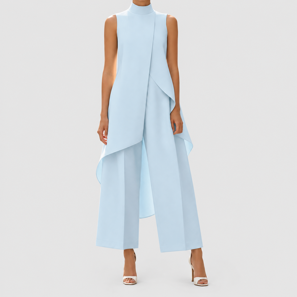 Clarimond | Women’s Asymmetric Mock-Neck Top and Wide-Leg Pants Set — product detail 12