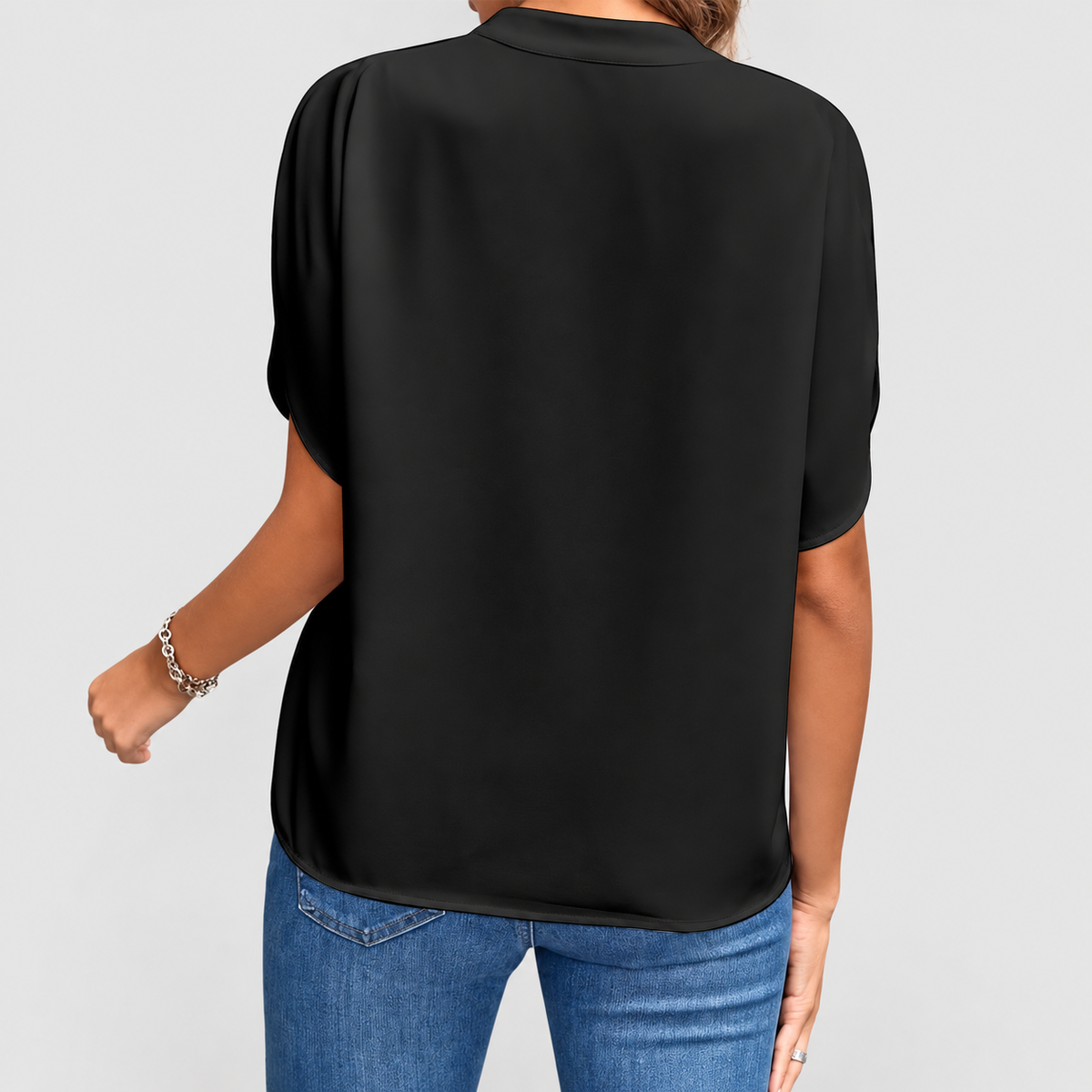 Claudina | Women’s Notched-Neck Split-Sleeve Blouse — product detail 3