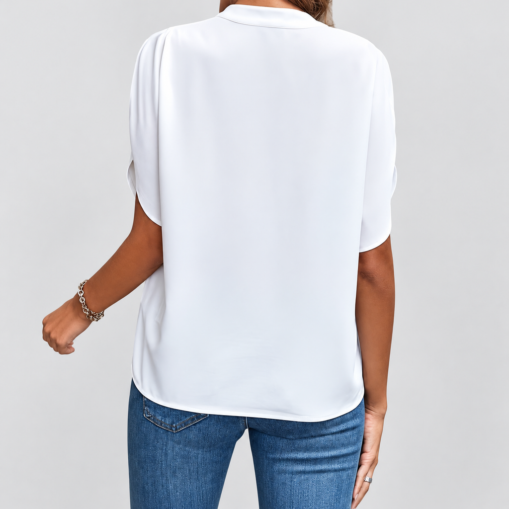 Claudina | Women’s Notched-Neck Split-Sleeve Blouse — product detail 5